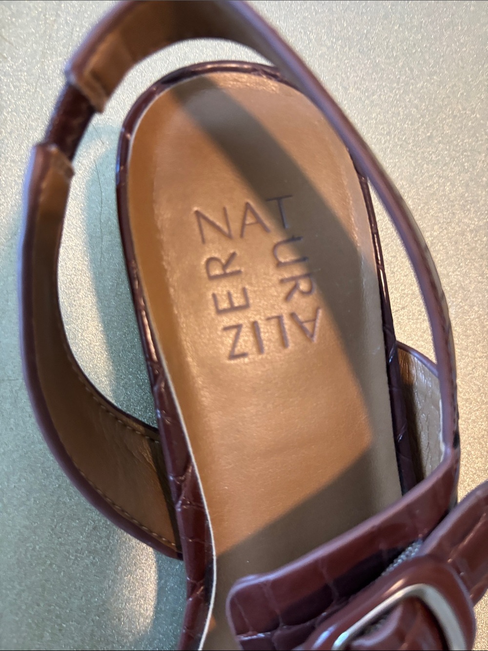 Naturalizer Burgundy Croc-Embossed Slingback Sandal